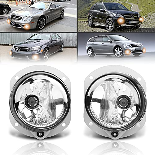 TangMiGe Nebelscheinwerfer für Mercedes Benz W164 W251 V251 R230 C209 C216 A209 S204 W204 W211, (C CLK E M R S SL Klasse), 2002-2014, nur passend für AMG Paket Stoßstange, 1 Paar, Klar