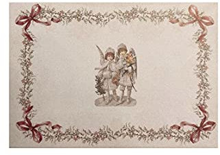 BLANC MARICLO' Set 2 tovagliette natalizie WHITE CHRISTMAS beige e rosso 33x48cm