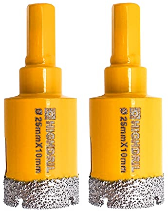 HIGHDRIL Punte Diamantate per Trapano - 25mm × 2 Gambo a Triangolo Punte Trapano per Ceramica Porcellana Piastrelle Granito Marmo Muratura
