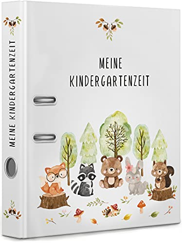 artpin® Sammelordner Kindergarten A4, meine Kindergartenzeit - Kinder Ordner Mappe Kita Schule für 350 Blatt Sammelmappe Wald Tiere 03