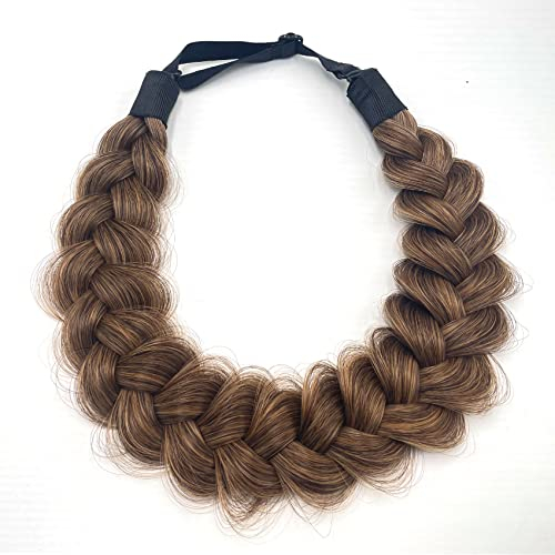 TOECWEGR Extensions Haarband Haarreifen Zopf Geflochten Classic Chunky Wide Plaited Wedding Fluffy Braids Wig Women Girl Beauty Accessory (Honig König)
