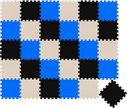 LittleTom 27 Teile Spielmatte Baby Puzzlematte ab Null - 30 x 30 cm Krabbelmatte Bodenmatte Kinder - Puzzle Teppich Kinderzimmer Matte - Outdoor Bodenschutzmatte Spielteppich Eva Schaumstoff Isomatte