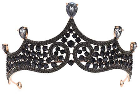 Uonlytech Krone Gothic Diadem Schwarz Black Barocke K?nigin Krone Vintage Rhinestones Black Vintage Krone Für M? Geburtstagsfeier Black Swan Krone Krone Hochzeit Schwarz