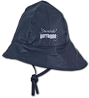 Sterntaler Regenhut uni - Kinder Südwester wasserdicht - Jungen Regenhut mit Jerseyfutter, Ohrenklappen und zum Binden - robuste Regenbekleidung mit reflektierendem Logo - marine, Größe 51