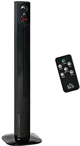 HOMCOM Turmventilator mit Fernbedienung 45W 70° Oszillation Säulenventilator Ventilator mit Aroma-Diffusor Timer-Funktion 3 Belüftungsstufen Schwarz