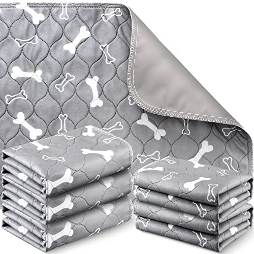 6 Stück Waschbare Pee Pads für Hunde Wiederverwendbare Welpenmatte Saugfähige Geschichtete wasserdichte Matte Stoff Wurf Haustier Pad für Hunde Haustiere Katze (Grau, 16 x 24 Zoll)