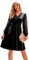 HEYPORK Damen Frühling Sommer Rock Bequem Lässig Kleider Mode Elegant Röcke Frauen Trendy V-Ausschnitt Jacquard Kleid(Schwarz, XL)