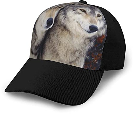 Happy Camper Spliced Curved Brim Baseball Cap Herren und Damen Sport Baseball Cap, Zwei Wölfe, Einheitsgr��e