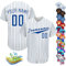 Individuelles Baseballtrikot, personalisierbar, Baseball-Shirts für Männer, Frauen, Kinder, Druck-Namennummern, Button-Down-Sportuniform, Blauer Streifen, S/4XL