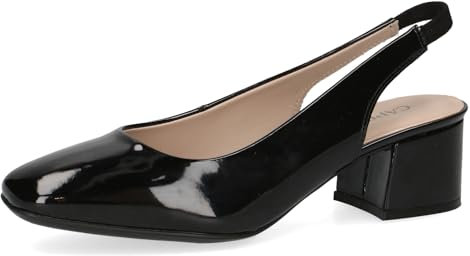 CAPRICE Damen Slingpumps aus Leder mit Lack, Schwarz (Black Patent), 38 EU