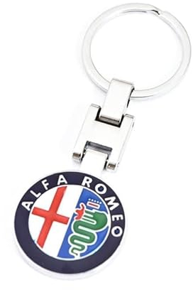Auto-Schlüsselanhänger, für Alfa Romeo Mito Giulietta Giulia Stelvio 4C 159 166 159 157 147 GT, Chrom-Metall-Logo-Schlüsselanhänger mit Logo, individuelles Fahrzeugzubehör,A