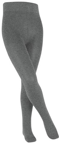 FALKE Unisex Kinder Strumpfhose Family K Ti nachhaltige Baumwolle dick einfarbig 1 Stück, Grau Light Grey Melange 3390, 152-164