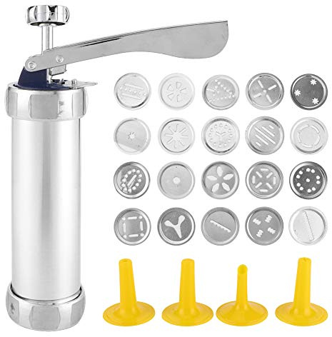 Kekspresse Zum Backen, Edelstahl-Kekspresse, Kekspistolen-Set, 20 Keksscheiben und 4 Düsen, Kekspresse Feiertage, DIY-Keksmaschine, Churros-Maschine und Dekoration