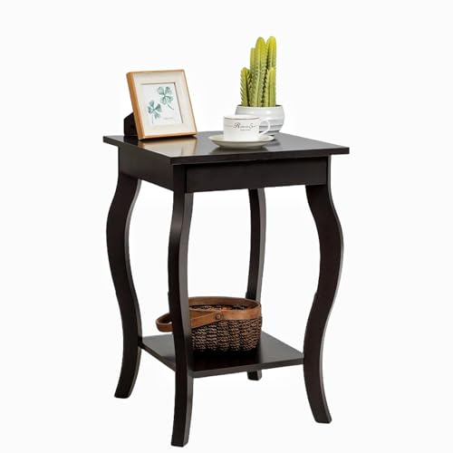LIFEZEAL Nachttisch für Schlafzimmer – Kommode aus Holz mit 2 Regalen, Nachttisch, Sofatisch – einfache und moderne Aufbewahrung, max. 17 kg, für Wohnzimmer – 40 x 40 x 60 cm