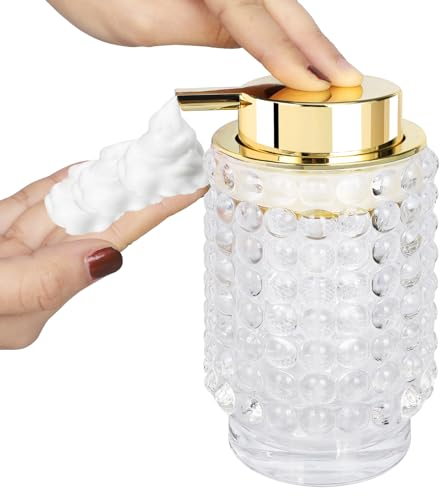 Segbeauty Dispensador de Espuma, Dispensador Jabon Cristal, Botes Baño Rellenables, Manual Dispensador Espuma Liquid, Botella de Espuma Transparente de Vidrio, Soap Dispenser Vintage para Hotel