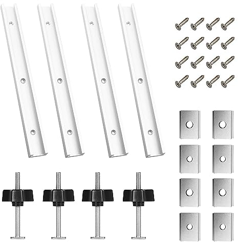 2 Pezzi 400 mm T-Track Profilo Alluminio, Lega Di Alluminio Mitra Track Jig Fixture Slot, 2 Manici M8, M8/M6 T Track Dado Scorrevole, per La Sega a Banco di la, Falegnameria