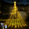 WoskjXas Luces Arbol Navidad con Estrella, 9 Piezas 2M 198LEDs Solar Guirnalda de Luces de Navidad con Control Remoto, 8 Modos Impermeable Cascada Luces, Luces de Navidad Decorativas