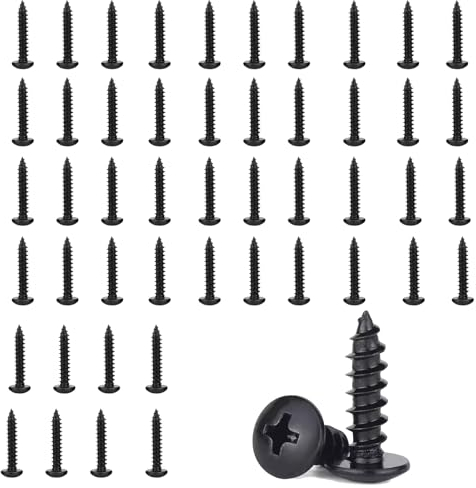 Lot de 50 vis autotaraudeuses à tête bombée cruciforme multi-usages en acier inoxydable M4 x 20 mm pour bois, cloison sèche et meubles Noir