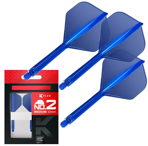 Target Darts K Flex Integrierter Dart-Flug und -Schaft, Nr. 2 Blau (Mittel) | 3er-Pack K-Flex - Nr. 2, Präzisionsgeformte 2-in-1-Dart-Flüge und Dart-Schaft | Professionelles Dart-Zubehör