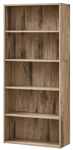 VASAGLE Scaffale a 5 Ripiani, Libreria, Scaffalatura Portaoggetti, Organizzatore con Scomparti, Ripiani Aperti e Regolabili, per Soggiorno, Ufficio, Camera da Letto, Marrone Cammello LBC165T50