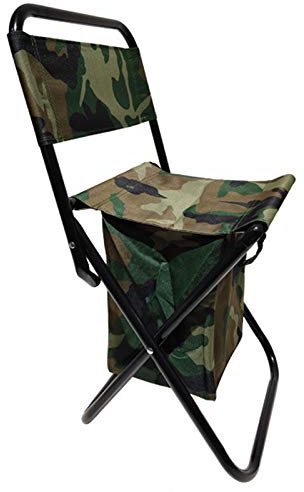 Eighosee Tragbarer Faltbarer Angelstuhl mit Kühltasche, kompakter Angelhocker, Camouflage-Angelstuhl