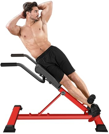 Roman Chair, verstellbare Hyperextensionsbank, Multifunktions-Rückenverlängerungsmaschine, Bauchübung, Beinkrafttrainer, Übungsstuhl for Heim-Fitnessstudio(Color:Red)