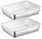 Stainless Steel Square Plate with Lid, 2PCS 10x8x2 Stainless Steel Trays for Food, Stackable Square Baking Pan with Flat Bottom, Easy to Clean Cake Pan with Lid