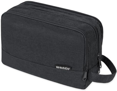 WANDF Kulturbeutel Herren Rucksack Damen Kosmetiktasche Waschtasche für Männer & Frauen in Premium Qualität (Denim Pure Schwarz)