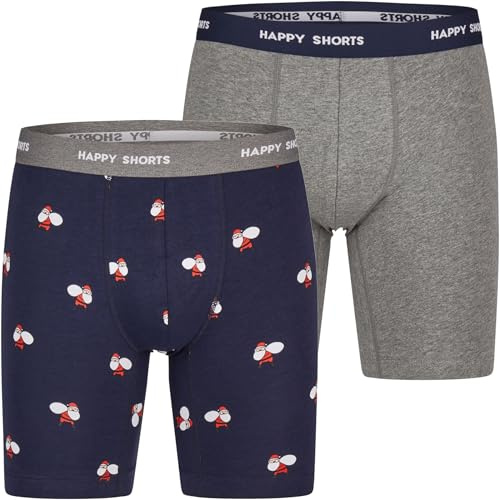 Happy Shorts 2 Jersey Trunk Lang Herren Boxershort Pant Weihnachtsmann | Länger geschnittener Jersey-Trunk – körpernaher Boxer-Style für Alltag und Freizeit.