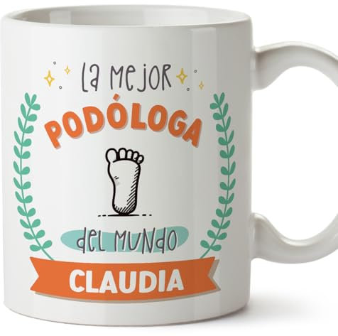 MUGFFINS Tazas Personalizadas para PODÓLOGA mujer - En Español - Mejor del mundo - Con dibujo - 11 oz / 330 ml - Regalo Personalizable original y divertido