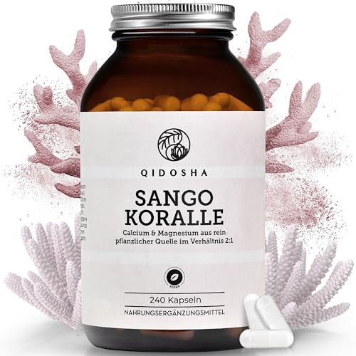 QIDOSHA® Sango Meereskoralle Kapseln, 240 Stk/Glas, hochdosiert mit 660mg Calcium & 330mg Magnesium (optimales 2:1 Verhältnis), nachhaltige Ernte, deutsche Fertigung, jede Charge laborgeprüft