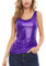 Glitzer Oberteile Damen Ärmellos Top Festliche Pailletten Oberteile Mode Einfarbig Tanktops Party Bluse Tunika Lila XXL