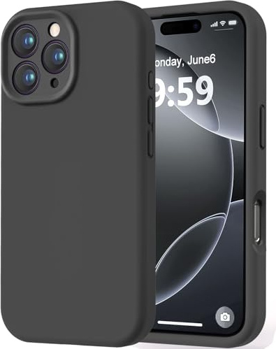 LOVE 3000 Designed for iPhone 16 Pro Max Case, Premium Silicone with [Soft Anti-Scratch Microfiber Lining] Shockproof Protective Phone Case for Lanyard 6.9, Black
