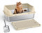 Zoelele Tapa de Caja de Arena de Acero Inoxidable con, Caja de Arena para Gatos XL, Bandeja de Arena de Acero Inoxidable Fácil de Limpiar y Resistente a los Olores con, Antiadherente, Antifugas (B)