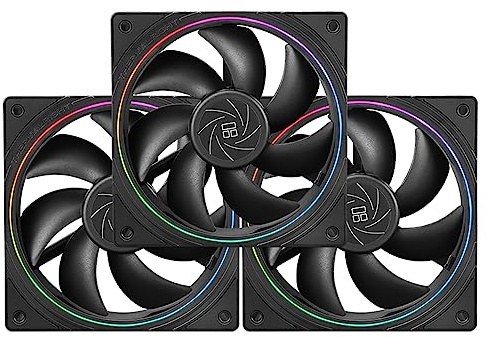 TR-TL-S12 X3 CPU Fan Case Cooler PWM Fan, 4pin PWM Connector Computer Fan sith ARGB Aperture, 1500RPM Speed PC Cooling Fan(120mm, 3 fans)