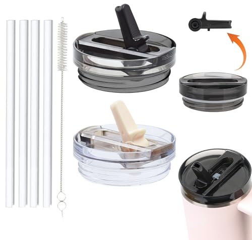 2 coperchi Stanley Cup impermeabili, riutilizzabili di ricambio per bicchieri da 40 once per accessori Stanley Cup, borraccia Stanley, coperchio lattina con (nero+bianco)