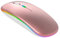 Rechargeable Wireless Mouse, 2.4G & Bluetooth Mouse for Laptop Slim Silent Mice Ergonomic Cordless Design with USB & 1600 DPI Compatible with Macbook iPad PC Computer Notebook Laptop (Rose Gold)
