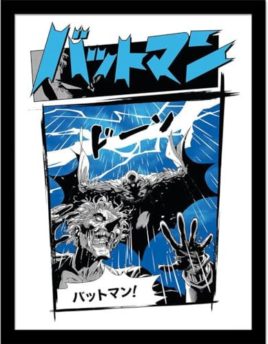 BATMAN - Gerahmtes Poster Joker Kanji (40 cm x 30 cm) (Blau/Weiß)