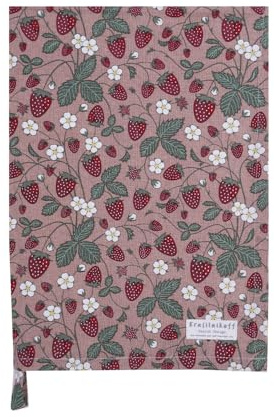Krasilnikoff – Geschirrtuch KW13353 – Strawberry, Rose/Erdbeere, rosa