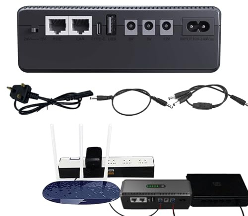 Mini UPS Power Bank - Batería de Emergencia Ligera y confiable | Cargador a Largo Plazo 10,400 mAh con Corriente Constante para la grabación de cámaras de Seguridad Wi-Fi y monitoreo Continuo.