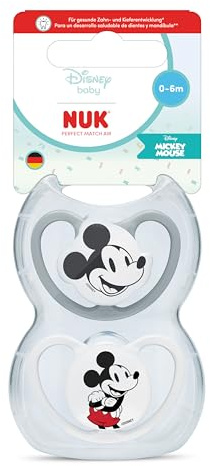 NUK Perfect Match Air Baby Dummies | 0-6 Months | Orthodontic Soothers that Promote Air Flow & Prevent Drool Rash | 95% Baby Acceptance** | Minnie Mouse | 2 Count
