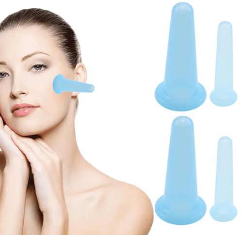 4 Stk Schröpfgläser Silikon Set,Schröpfen Gesicht,Facial Cupping Schröpfen Therapy Set,Face Cupping Massage Set,Schröpfköpfe,Schröpfset Therapie für Gesichtsmassage,Anti-Cellulite Tools
