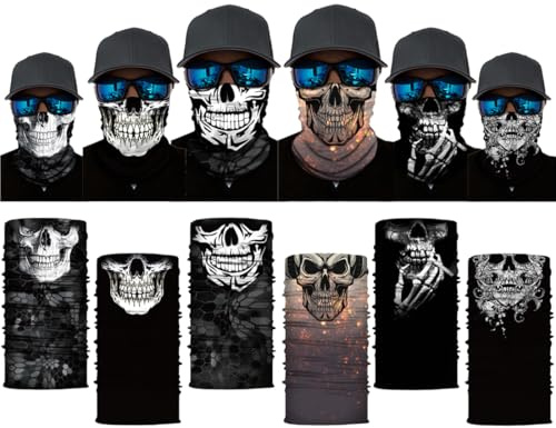 OIXEYA 6 Pièces Masque Ghost, Cagoule Ghost Moto Squelette, Masque Totenkopf Balaclava Halloween, Masque Intégral Crâne pour Hommes, Protection Contre le Vent et le Froid