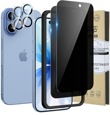 HWeggo 2+2PACK für iPhone 17 Panzerglas Sichtschutz | Kamera Schutzfolie für iPhone 17, Militärstandard Bruchfest, Top 9H+ Glas, mit Installationshilfe