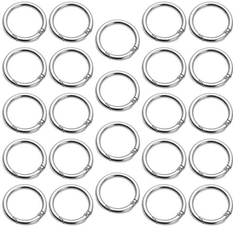24 Stück Karabiner Rund - Groß Außendurchmesser 40mm, Innendurchmesser 32mm Silber, Karabinerring Karabinerhaken Rund Schlüsselanhänger für Tasche DIY Handwerk Zinklegierung (Drahtdurchmesser 4mm）