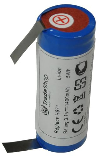 Trade-Shop Li-Ion Akku 3,6V/3,7V 1400mAh 52 x 18,5 mm mit U-Lötfahnen 5mm