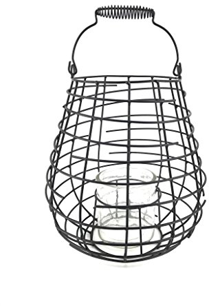 Laterne Windlicht aus Metall Schwarz – Höhe 26,5 cm - Metalllaterne für draußen als Gartenlaterne, oder Innen als Tischlaterne