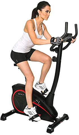 Christopeit Sport Fahrrad-Heimtrainer AL 1 Schwarz - 8-Stufig, bis 150kg Gewicht, 9kg Magnet-Bremssystem, LCD-Display