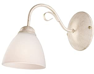 Licht-Erlebnisse Wandleuchte LIRLIN aus Metall & Glas in Shabby Chick weiß E27 blendarm H:23cm Landhaus Wandlampe für Wohnzimmer Schlafzimmer Flur Treppenhaus