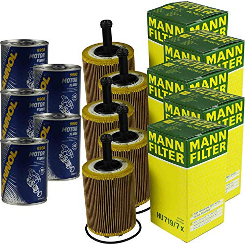 5x Original MANN Ölfilter HU 719/7 x + 5x SCT Motor Flush Motorspülung